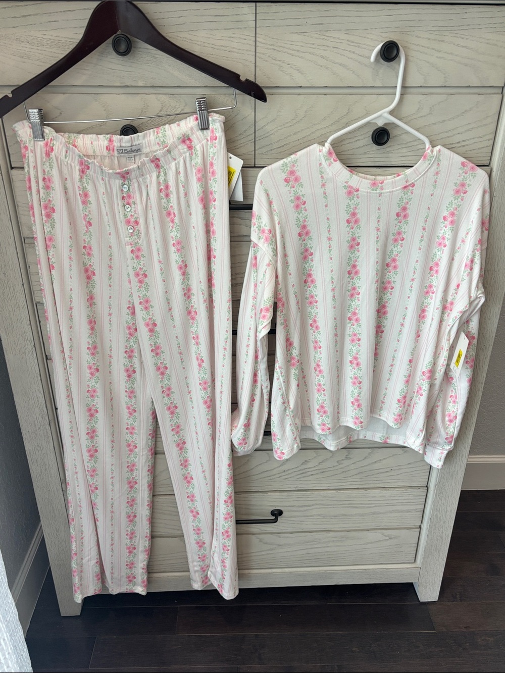 PJ Salvage Pink & White Floral Stripe Pajama Set